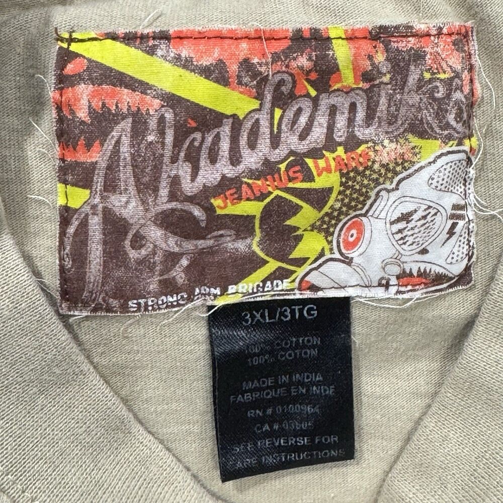 Vintage Y2K Akademiks 3XL AOP All Over Print Graphic Streetwear T-Shirt Cream - Picture 3 of 9